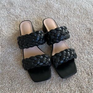 Black Braided Slide Heels